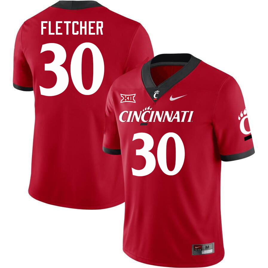 Cincinnati Bearcats #30 Max Fletcher College Football Jerseys Stitched-Red